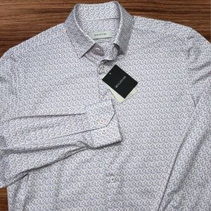 Bugathchi Ooocotton Men’s 8-Way Stretch Coral LS Button Down Shirt. Medium NWT